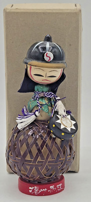Vintage Japanese Kokeshi Warrior Handmade Wood Doll Figurine Folk Art FREE SHIP