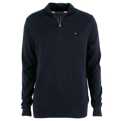 TOMMY HILFIGER Herren Pullover Essential Cotton Zip Mock Dunkelblau / M / Troyer