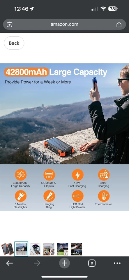 Solar Charger Power Bank 42800mAh  Large Capacity Power Bank 🔥🔥🔥 - Image 4 of 4