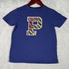Polo Ralph Lauren Shirt Kids 6 Blue P Logo Graphic Tee Casual Varsity T-Shirt