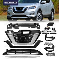 For Nissan Rogue 2017-2019 Front Upper Lower Grille Fog Light Kit Radiator Cover