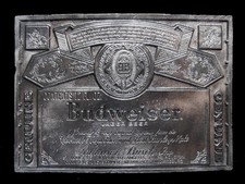 ND09126 VINTAGE 1970s  GENUINE BUDWEISER LAGER BEER  BELT BUCKLE