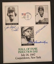 Catfish Hunter/Billy Williams/Ray Dandridge Signed 8x10 Photo 1987 HOF Autograph
