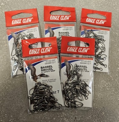 60-piece lot Eagle Claw Size 7 Barrel Swivel with Safety Snap Black