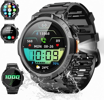 Soudorv Smartwatch Damen Herren 1000mAh Akku mit Bluetooth Anruffunktion Pro