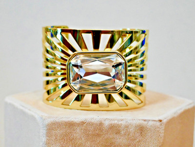 NIB $120 HEIDI DAUS *SUNRAY* Octagonal Stone Crystal Bracelet CLEAR S/M