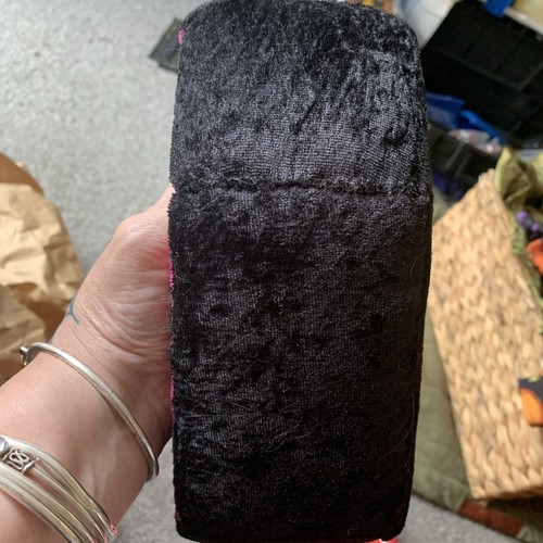 Hand Made Plush Pink And Black Velvet Coffin Shaped jewellery Box - Picture 4 of 4