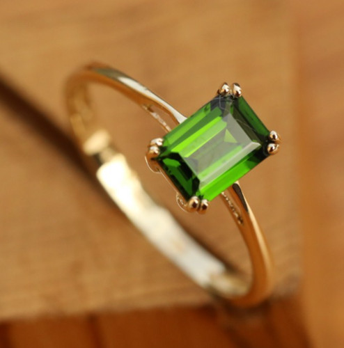 Diopside Solitaire Ring