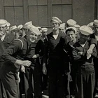 Vintage Handsome US Navy Soldiers In Uniform Smoking Photo 1940s WWII Guam