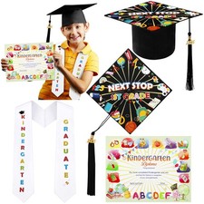 Kindergarten Graduation Cap Certificate Sash Set Next Stop First Grade Grad K...