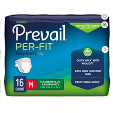Prevail Incontinence Briefs size adult medium 16 count 32"-44" new sealed