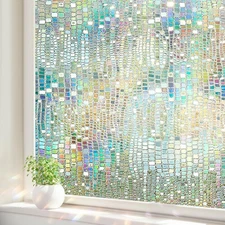 Window Privacy Film, Stained Glass Window Films 3D Rainbow Decorative Static ...