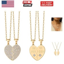 14K Gold Plated Cubic Zirconia Heart Necklace  Cute Dainty Love Pendant Neck...