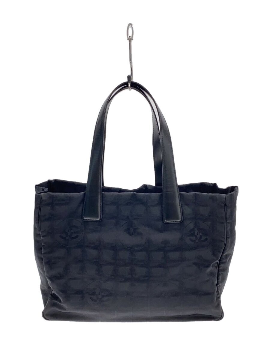 CHANEL Neutral Travel Line Tote Bag MM Nylon Leather Black