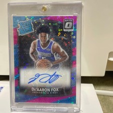 De'Aaron Fox 2017 Panini Rated Rookie Optic Pink #196 /20 Signed Card. rookie card picture