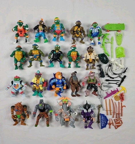 Vintage Teenage Mutant Ninja Turtles TMNT Action Figures and Accessories Lot