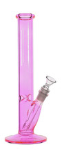 12 Neon Pink Straight Tube Glass Water Pipe Hand Painted 14mm Bowl Downstem 12 Neon Pink Straight Tube Glass Water Pipe Hand Painted 14mm Bowl Downstem