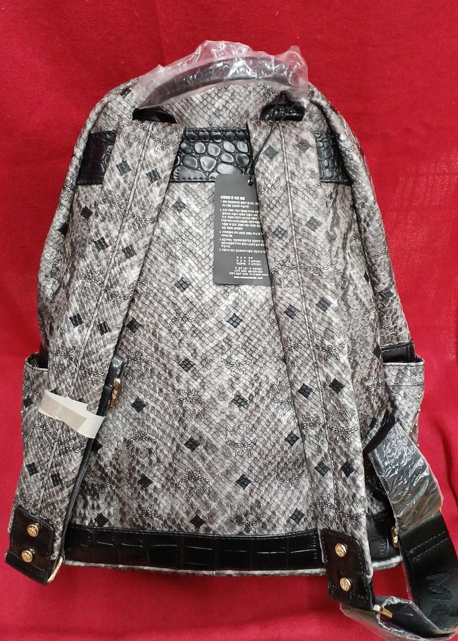 Studded Python Pattern Backpack Model Z7290 Mcm J… - image 2