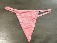 NWT VICTORIA'S SECRET PINK SATIN SMOOTH GOLD V STRING PANTIES MEDIUM NEW