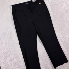 NWT T Tahari Women Crop Flare Pants Size S Black True Stretch TH32206
