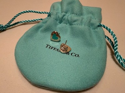 100 % echt Sterlingsilber Return To Tiffany Love blaue Ohrstecker