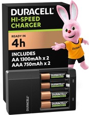 DURACELL Hi-Speed Battery Charger, 4 Hours, Compatible with AA and AAA Nimh Batt