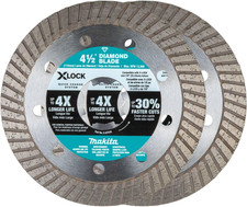 E-07222 X-Lock 4-1/2" Turbo Rim Diamond Blade for Masonry Cutting, 2/Pk