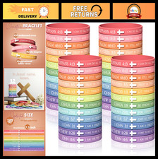120Pcs Bible Verse Rubber Bracelets Bulk Christian Scripture Cross Silicone Wris