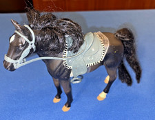 Kid Kore Toy Horse Black White Diamond Spot with Gray Saddle  Bridle 2000