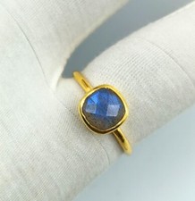 Natural Labradorite Ring 925 Sterling Silver Gold Plated Handmade Ring ''RJR0206