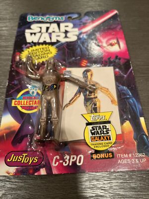 Star Wars Movie Bend Ems C-3PO Action Figure Trading Card JusToys 1993 Fan Gift