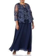 Alex Evenings Women's Tea Length Mother of The Bride Jacket Dress, Formal Eve...