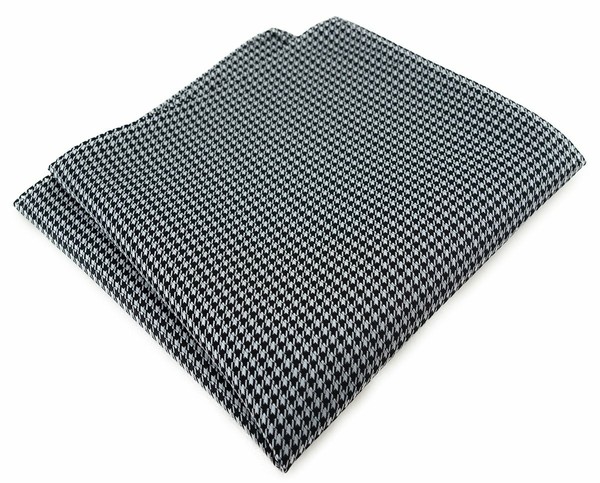 Tigertie Designer Einstecktuch In Silber Grau Schwarz Houndstooth Gemustert-image