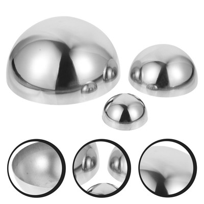  3 Pcs Hollow Ball Stainless Steel Semi-sphere Decoration Hemisphere Mirror Half