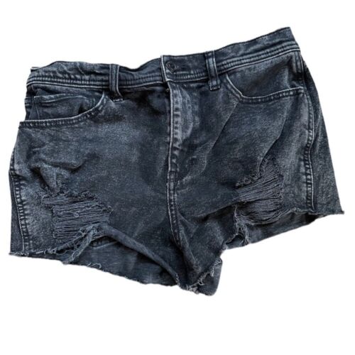 Hollister High-Rise Vintage Shorts 2" Women's Black Distressed Denim Size 11 GUC