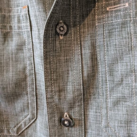 Orvis Gray Textured Print Button Down Size M - image 3