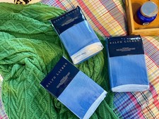 Ralph Lauren Georgica Branford Euro Shams Set of Three 3 Blue Linen- NEW