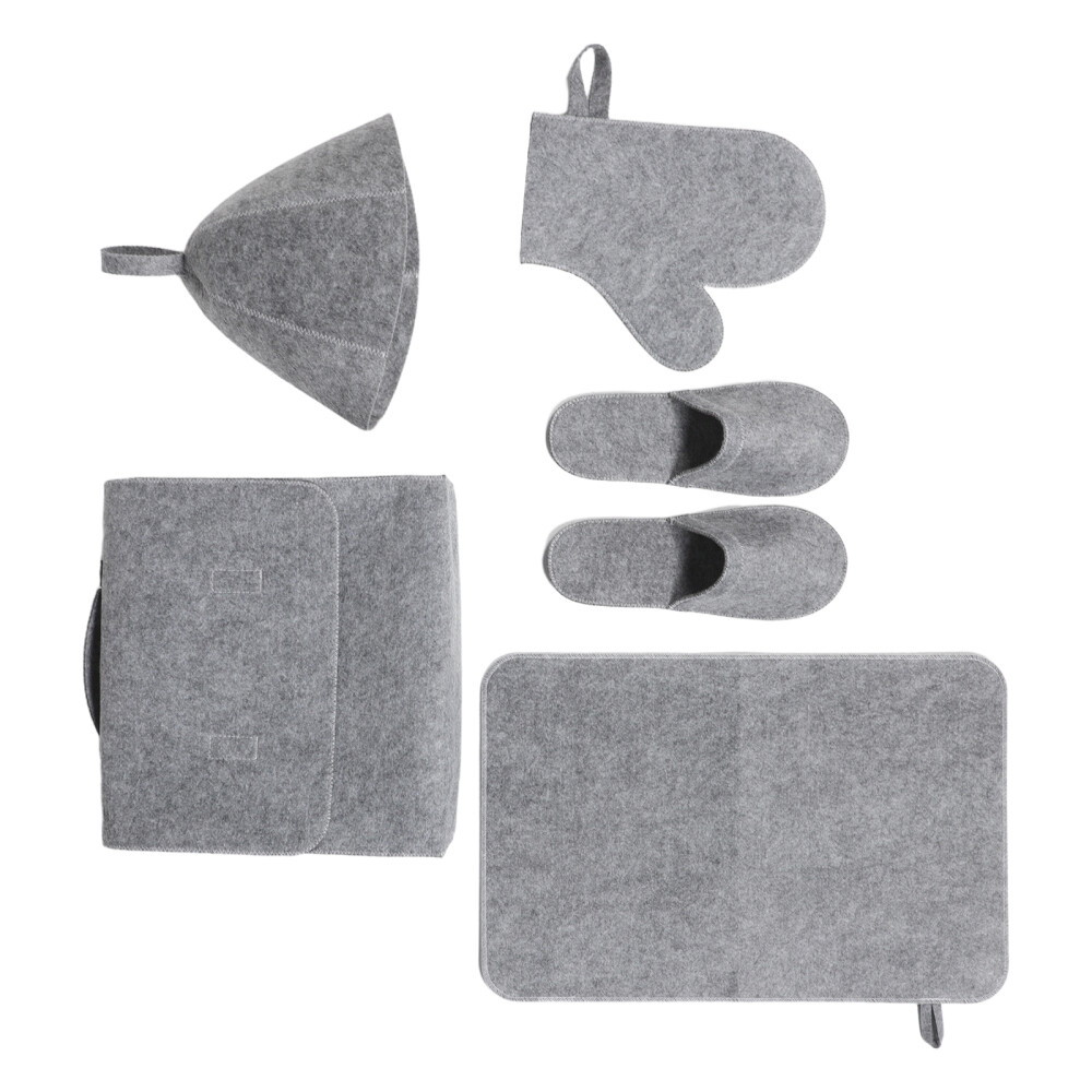 APL 1 Set Sauna Feltro Set Include Pantofole i Guanti Cuscino Sacchetto e Cappello