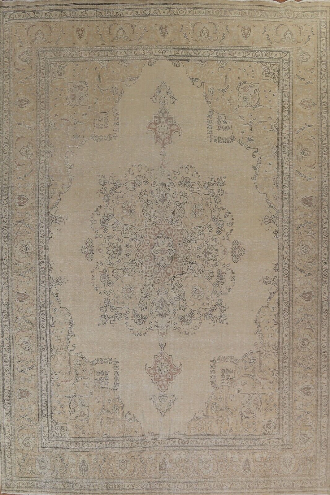 Muted Semi-Antique Floral Traditional 11x15 Area Rug Evenly Low Pile Handmade