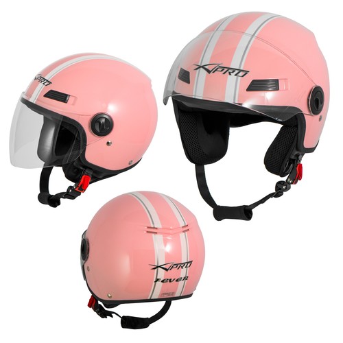 Casco Jet Scooter Moto Quad Omologato ECE 22 05 Visiera Rosa Sonicmoto |  eBay