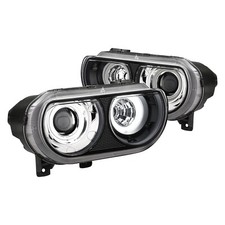 For 08-14 Dodge Challenger Black Housing Projector Halogen Headlights White Dual For 08-14 Dodge Challenger Black Housing Projector Halogen Headlights White Dual