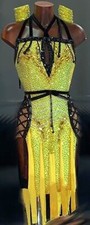 L2118 women Competition Specialty Latin/Rhythm Rumba dress UK 10 US 8 yellow