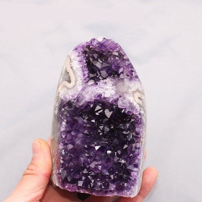 1000-1200g Natural Amethyst Crystal Cluster Cut Base Quartz Geode Specimen Reiki
