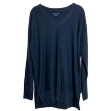 Tommy Hilfiger Mens Sweater Large Navy Blue V-Neck Long Sleeve 100 Cotton