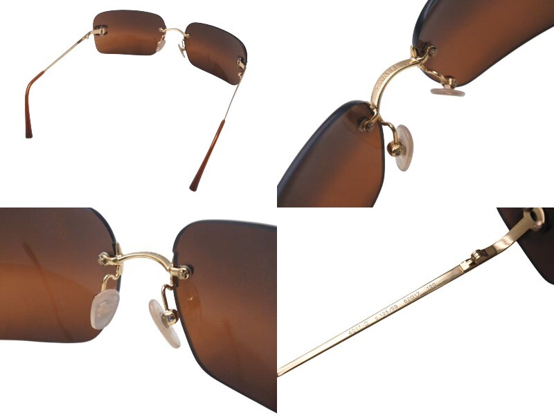 CHANEL Rimless Sunglasses Coco Mark Rhinestone Gradient 4017