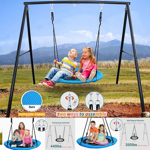 440lb Heavy Duty Metal Swing Set 40" Saucer Swing Metal Swing Stand for Backyard - Picture 4 of 10