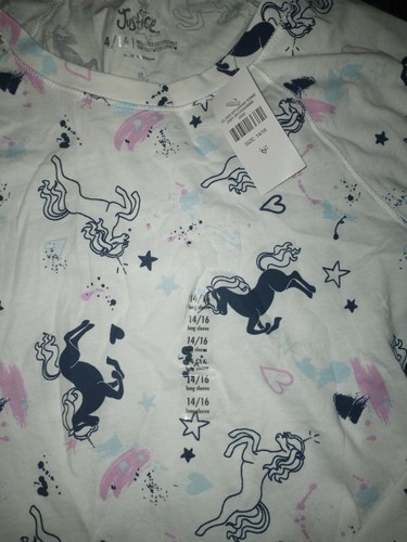 Girls justice long sleeve tee size 14/16 white Unicorn graphics - Picture 2 of 2