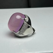 Natural Inlay Ice Pink Burmese Jade Jadeite pigeon egg Amulet Rings