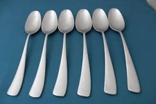 6 Place Oval Soup Spoons Studio William LARCH SATIN Stainless Vietnam 8 3/8"