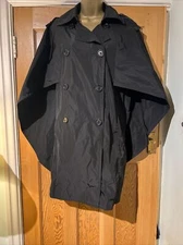 LEON MAX LIMITED EDITION SIZE L BLACK COAT  LINED PONCHO CAPE TRENCH COAT
